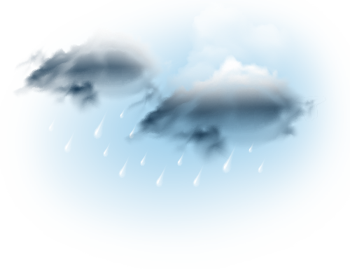 Céu encoberto com chuva moderada