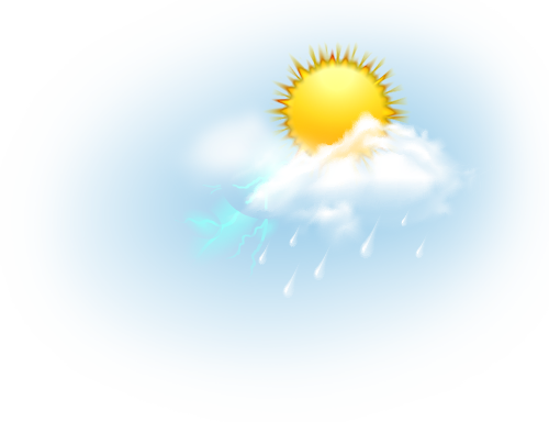 Céu nublado com aguaceiros e tempestades