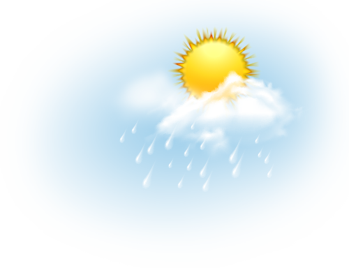 Céu nublado com chuva moderada